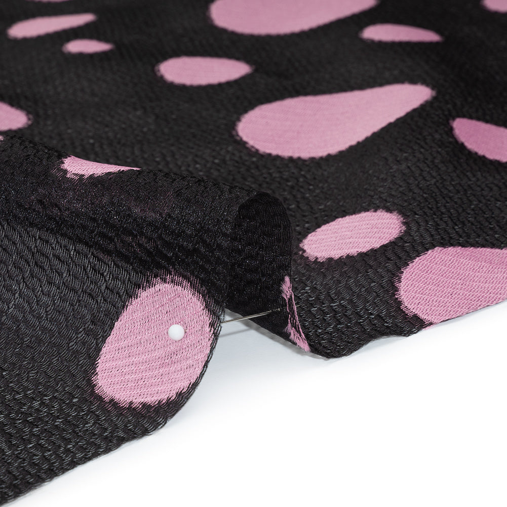 Lightweight Textured Burnout Brocade - Light Mauve and Black Polka Dots Lightweight Textured Burnout Brocade - Light Mauve and Black Polka Dots