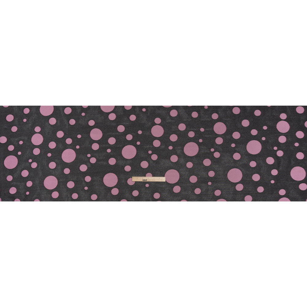 Lightweight Textured Burnout Brocade - Light Mauve and Black Polka Dots Lightweight Textured Burnout Brocade - Light Mauve and Black Polka Dots