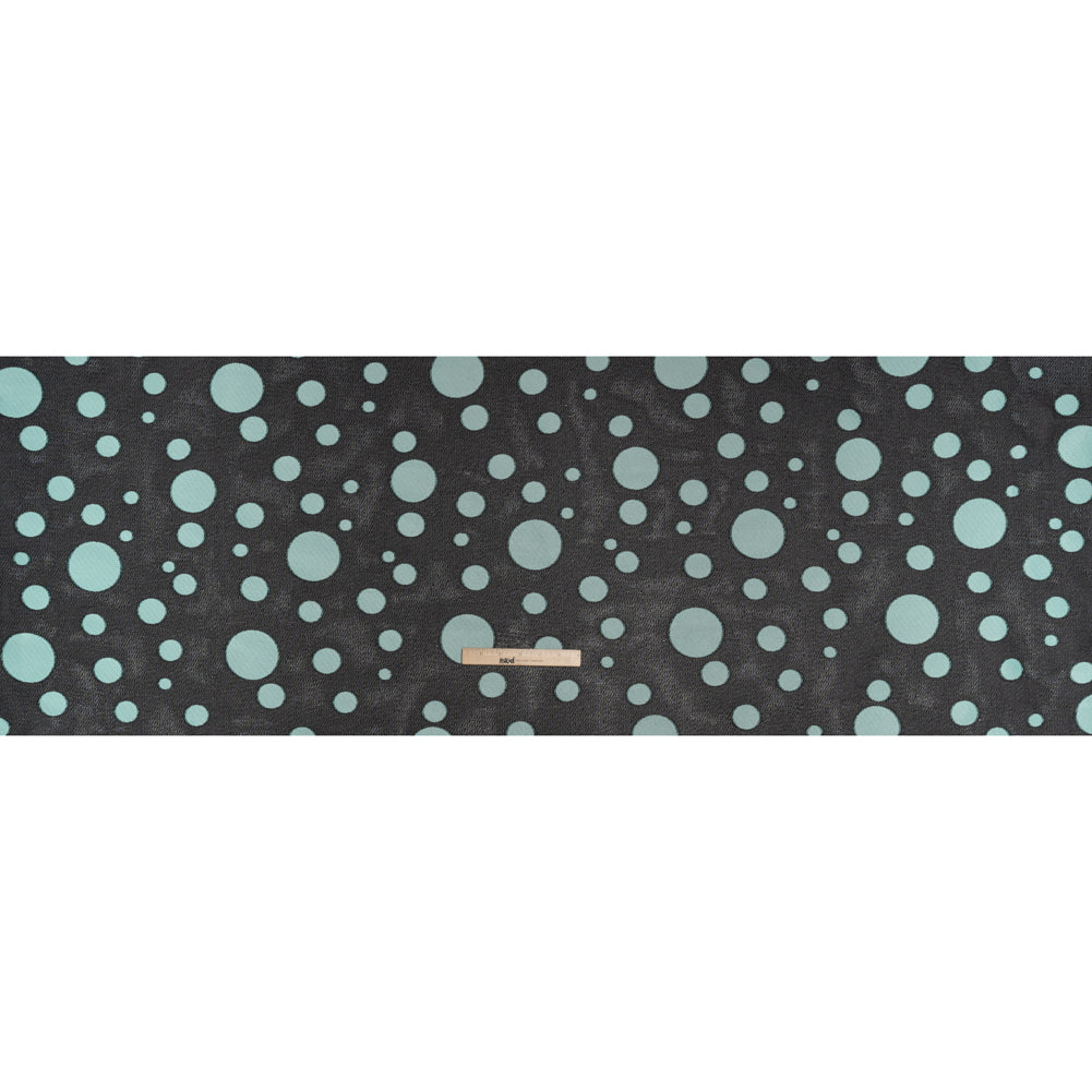 Lightweight Textured Burnout Brocade - Baby Blue and Black Polka Dots Lightweight Textured Burnout Brocade - Baby Blue and Black Polka Dots