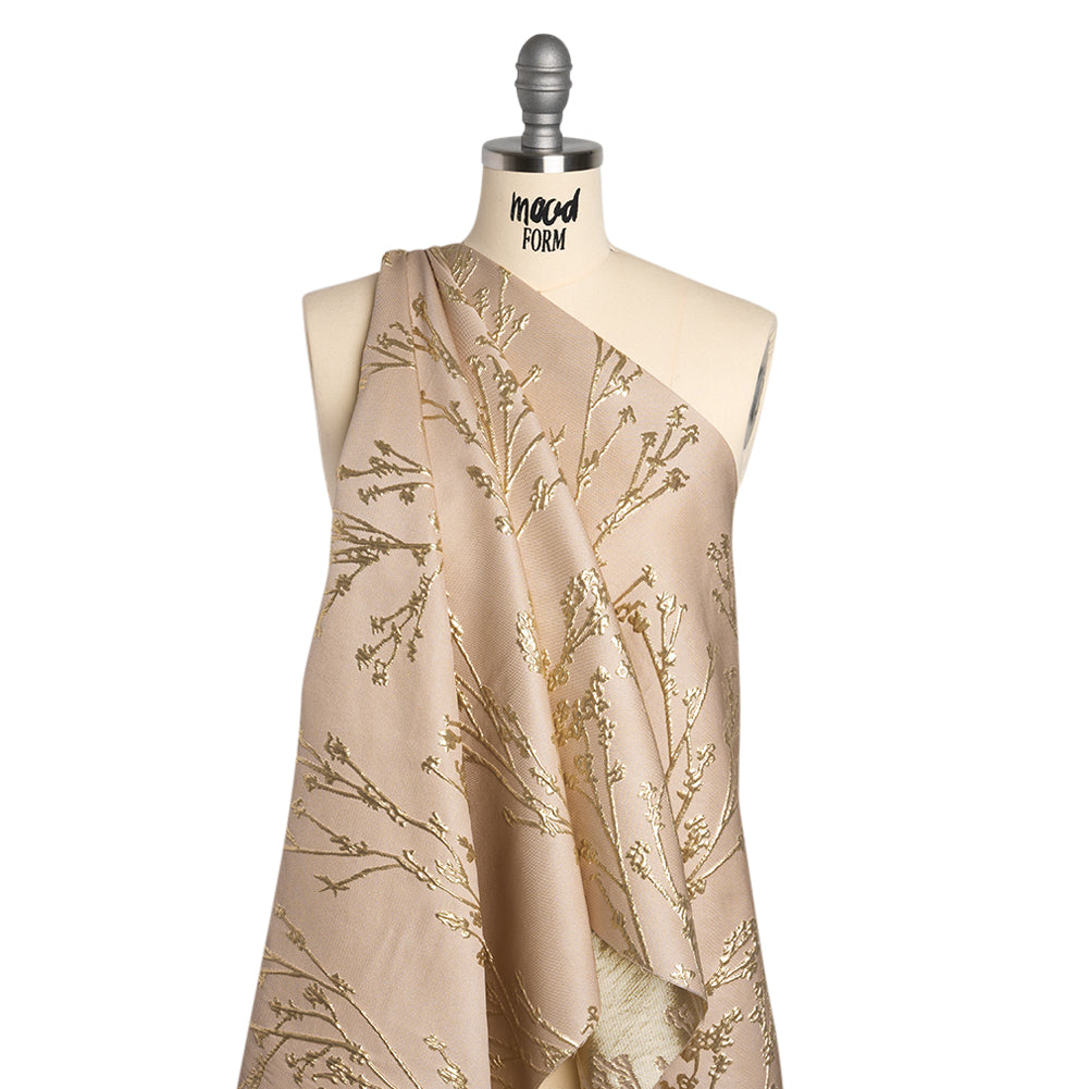 Metallic Brocade - Beige and Gold Flowering Branches Metallic Brocade - Beige and Gold Flowering Branches