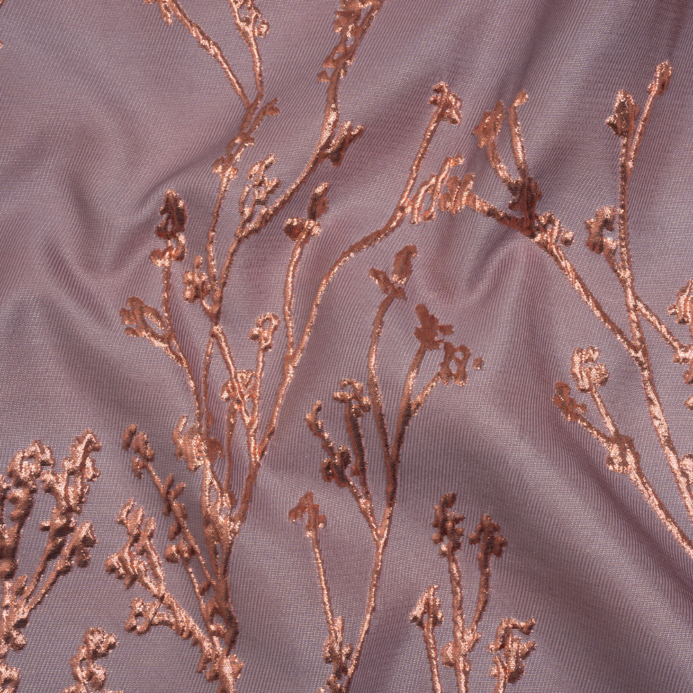 Metallic Brocade - Mauve and Pink Flowering Branches Metallic Brocade - Mauve and Pink Flowering Branches