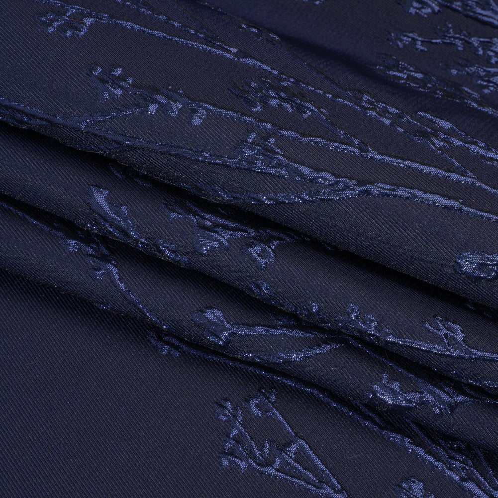 Metallic Brocade - Navy on Navy Flowering Branches Metallic Brocade - Navy on Navy Flowering Branches