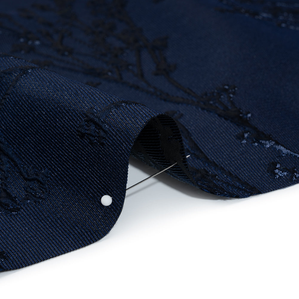 Metallic Brocade - Navy on Navy Flowering Branches Metallic Brocade - Navy on Navy Flowering Branches
