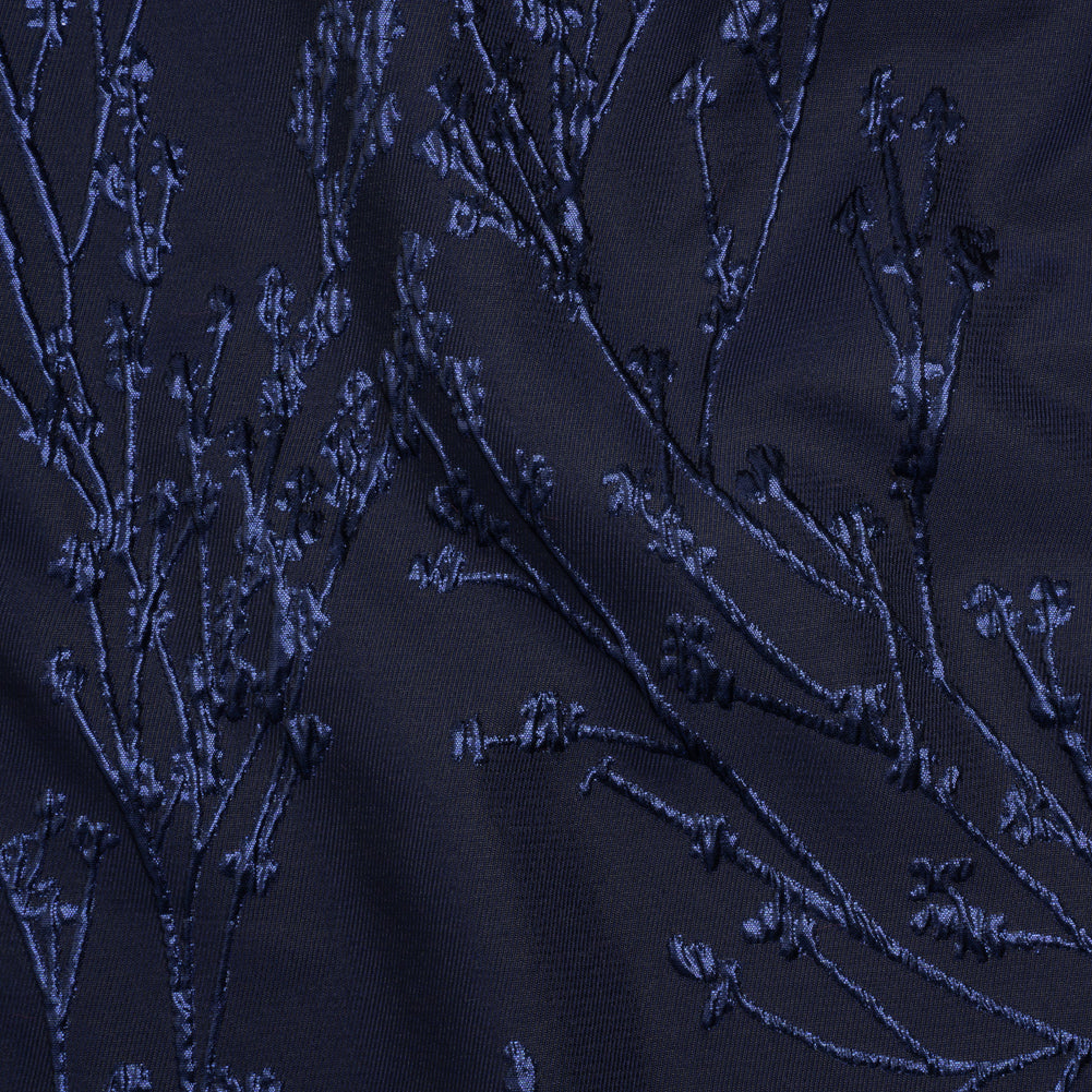 Metallic Brocade - Navy on Navy Flowering Branches Metallic Brocade - Navy on Navy Flowering Branches