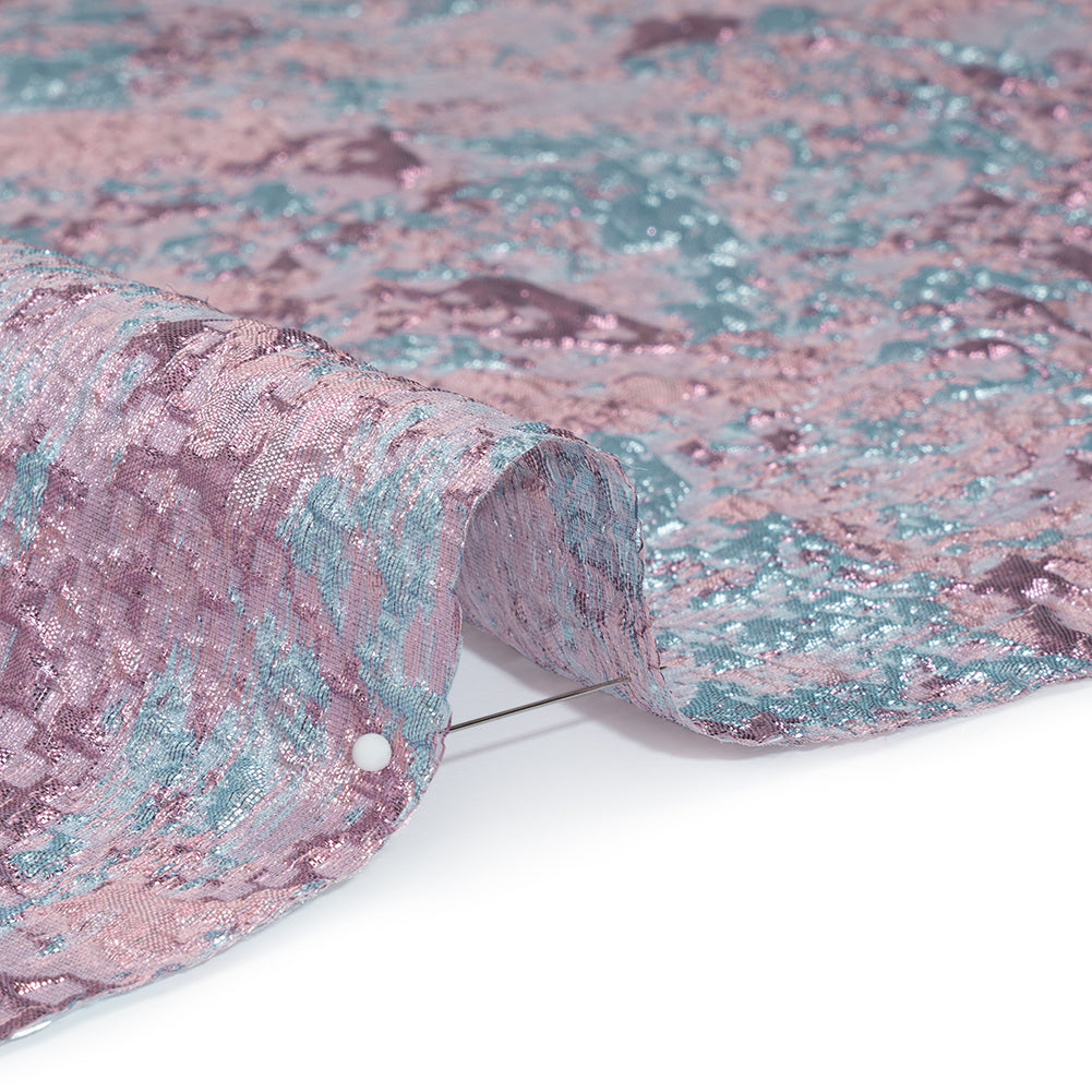 Metallic Brocade - Baby Pink and Sky Blue Abstract Sponge Texture Metallic Brocade - Baby Pink and Sky Blue Abstract Sponge Texture