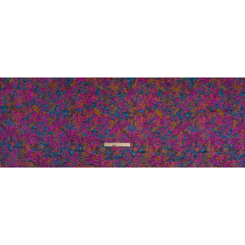 Metallic Brocade - Dark Mustard, Teal and Magenta Abstract Sponge Texture Metallic Brocade - Dark Mustard, Teal and Magenta Abstract Sponge Texture
