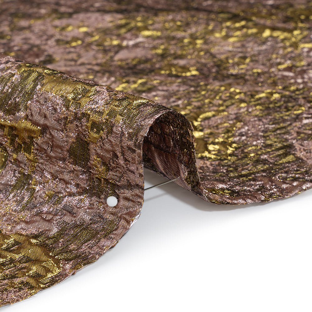 Metallic Brocade - Orchid Pink and Bright Gold Abstract Sponge Texture Metallic Brocade - Orchid Pink and Bright Gold Abstract Sponge Texture