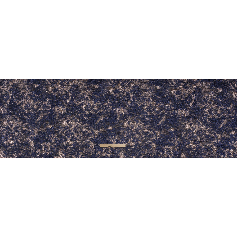 Metallic Brocade - Navy and Rose Gold Abstract Sponge Texture Metallic Brocade - Navy and Rose Gold Abstract Sponge Texture