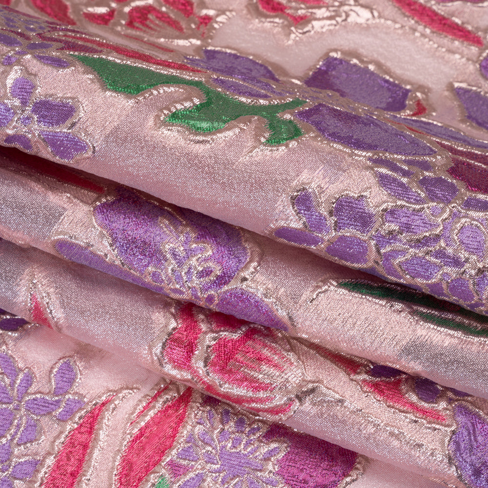 Metallic Burnout Brocade - Purple, Pink and Rose Gold Festive Florals Metallic Burnout Brocade - Purple, Pink and Rose Gold Festive Florals
