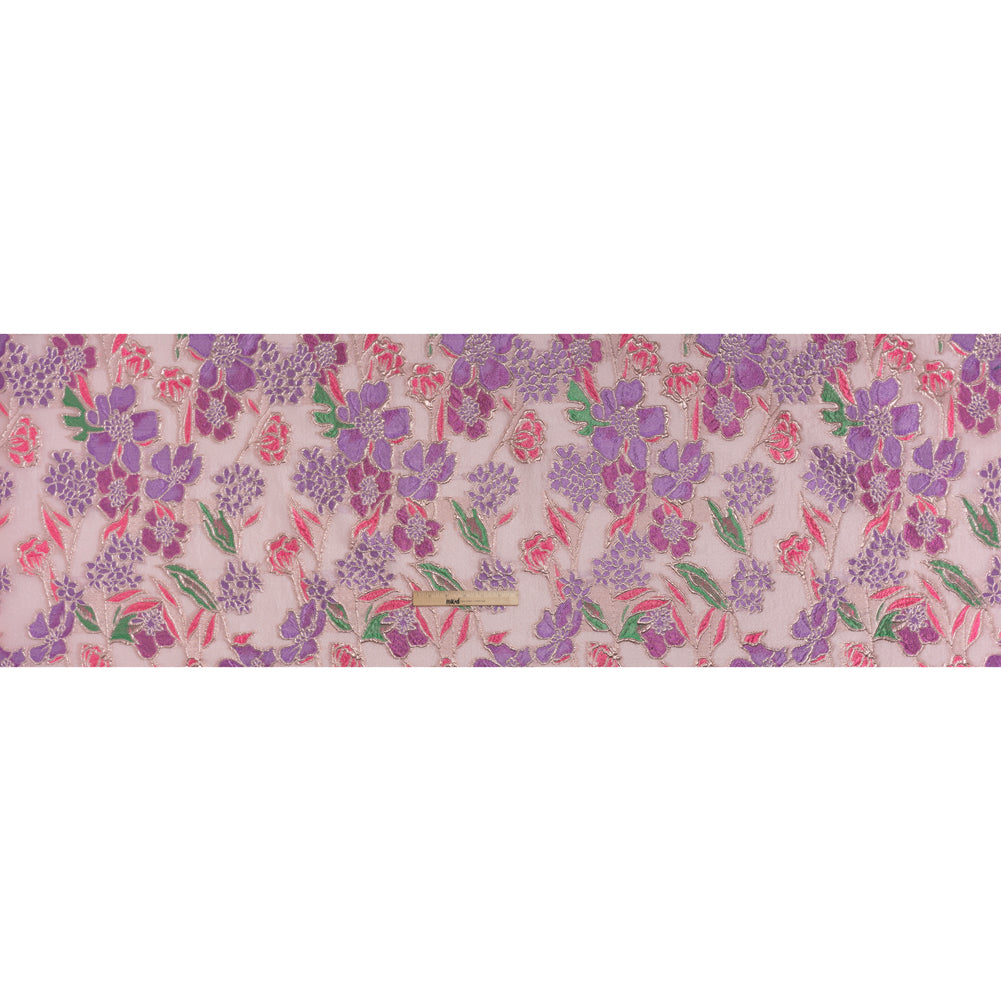 Metallic Burnout Brocade - Purple, Pink and Rose Gold Festive Florals Metallic Burnout Brocade - Purple, Pink and Rose Gold Festive Florals