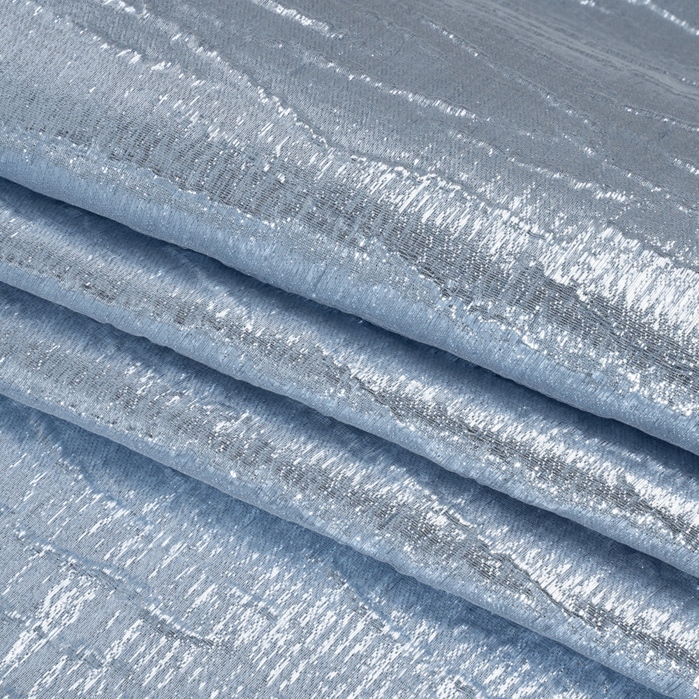 Metallic Brocade - Sky Blue Subtle Wrinkles - Kylie Collection - Folded Metallic Brocade - Sky Blue Subtle Wrinkles - Kylie Collection - Folded