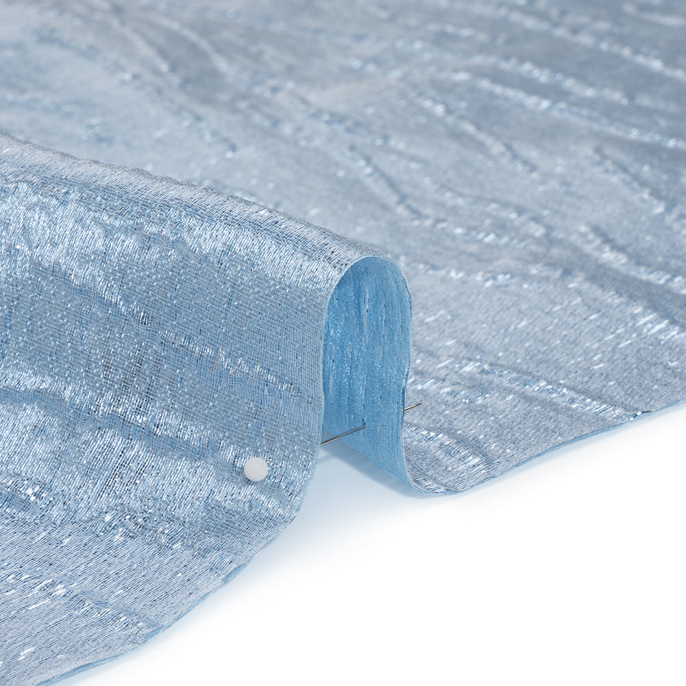 Metallic Brocade - Sky Blue Subtle Wrinkles - Kylie Collection - Detail Metallic Brocade - Sky Blue Subtle Wrinkles - Kylie Collection - Detail