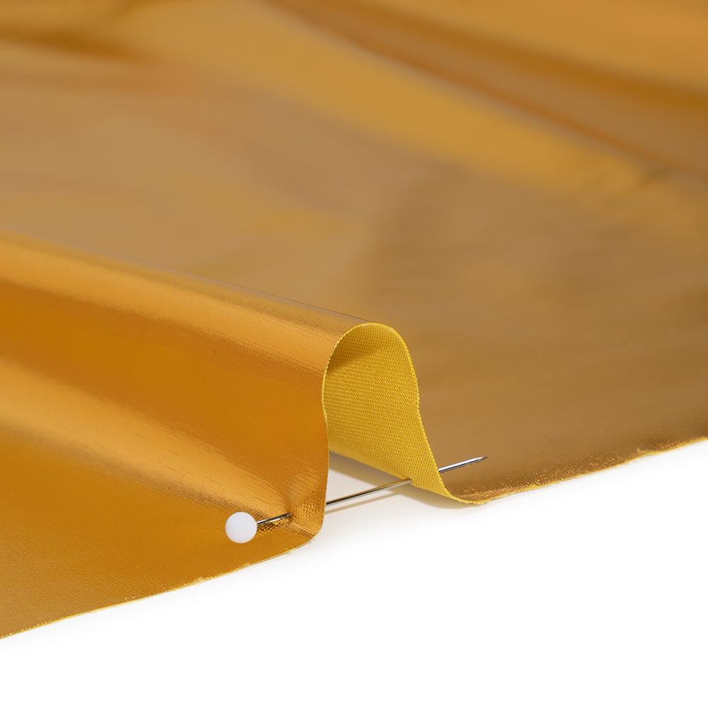 Foiled Faux Leather Stretch Knit - Gold with Yellow Backing - Alison Collection - Full Foiled Faux Leather Stretch Knit - Gold with Yellow Backing - Alison Collection - Full