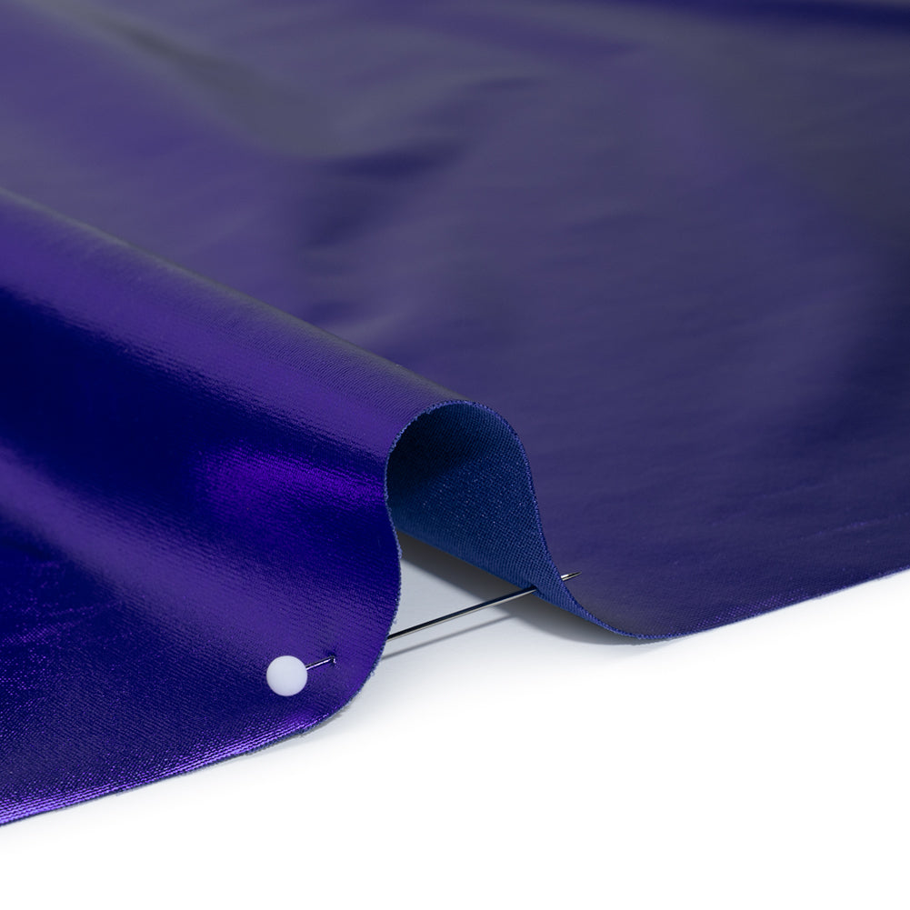 Foiled Faux Leather Stretch Knit - Royal Blue - Alison Collection Full Foiled Faux Leather Stretch Knit - Royal Blue - Alison Collection Full