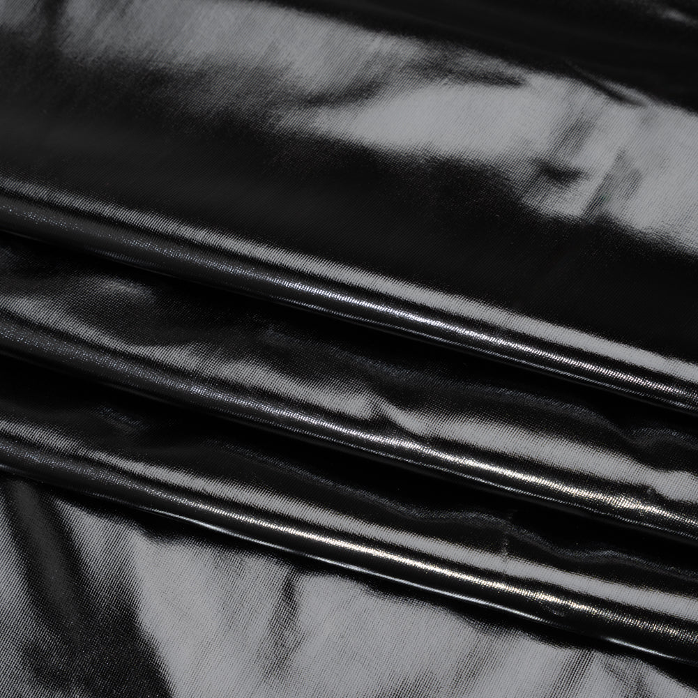 Foiled Faux Leather Stretch Knit - Black - Alison Collection Foiled Faux Leather Stretch Knit - Black - Alison Collection