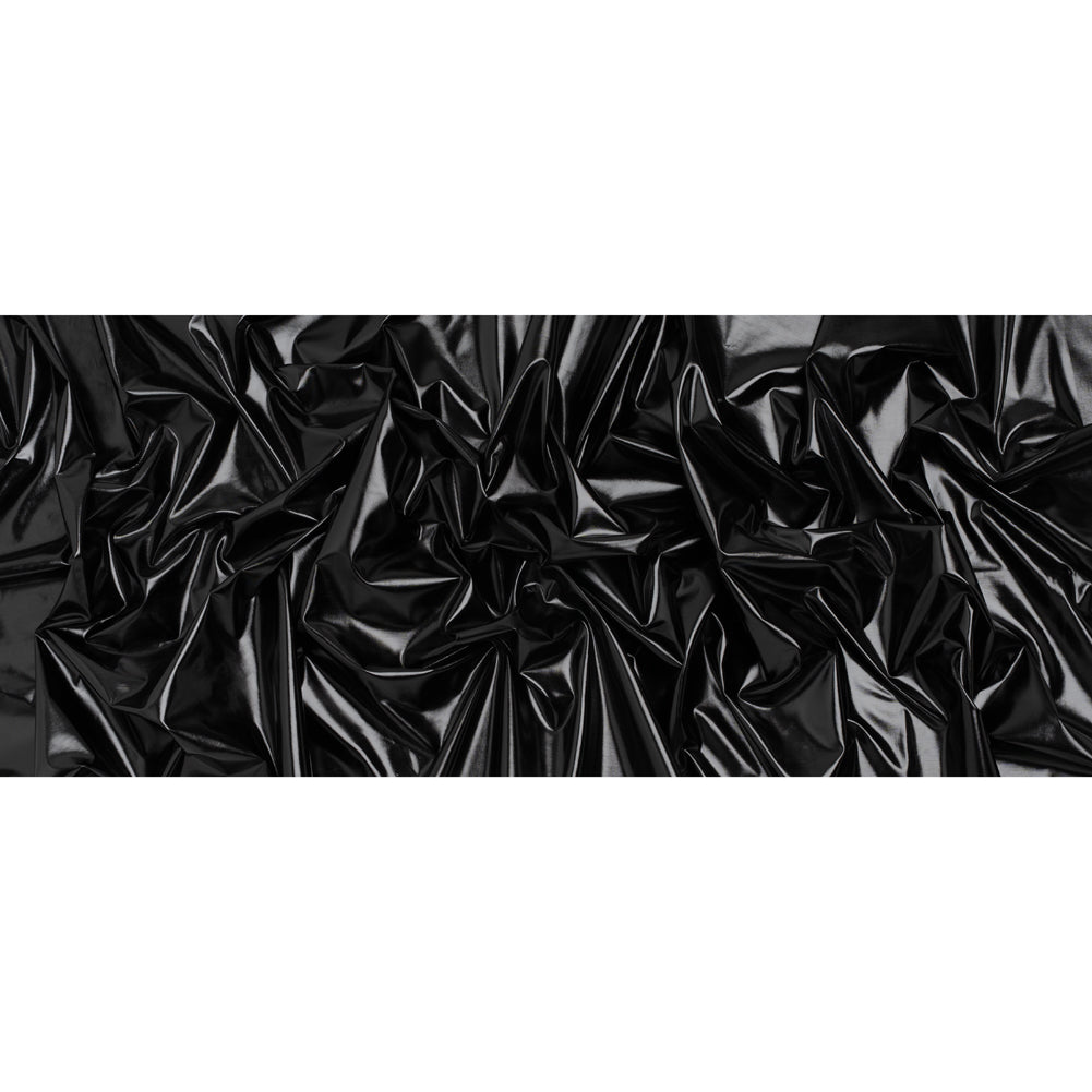 Foiled Faux Leather Stretch Knit - Black - Alison Collection Foiled Faux Leather Stretch Knit - Black - Alison Collection