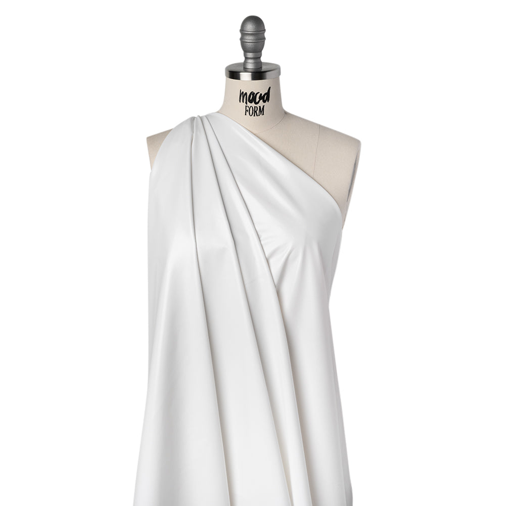 Knit Faux Leather with PET Anodized Aluminum Film - White - Elizabeth Collection Folded Knit Faux Leather with PET Anodized Aluminum Film - White - Elizabeth Collection Folded