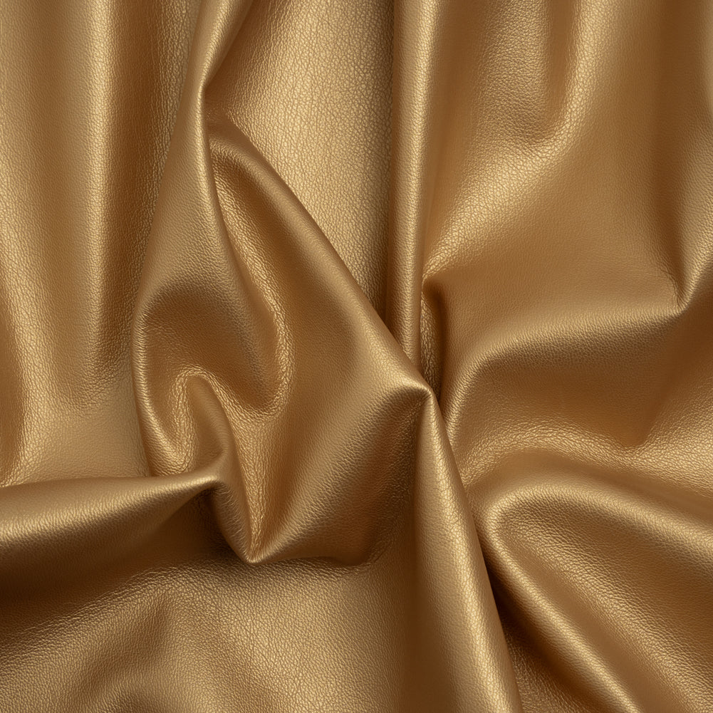 Stretch Faux Leather with Suede-Like Brushed Backing - Metallic Gold - Jodi Collection Drape Stretch Faux Leather with Suede-Like Brushed Backing - Metallic Gold - Jodi Collection Drape