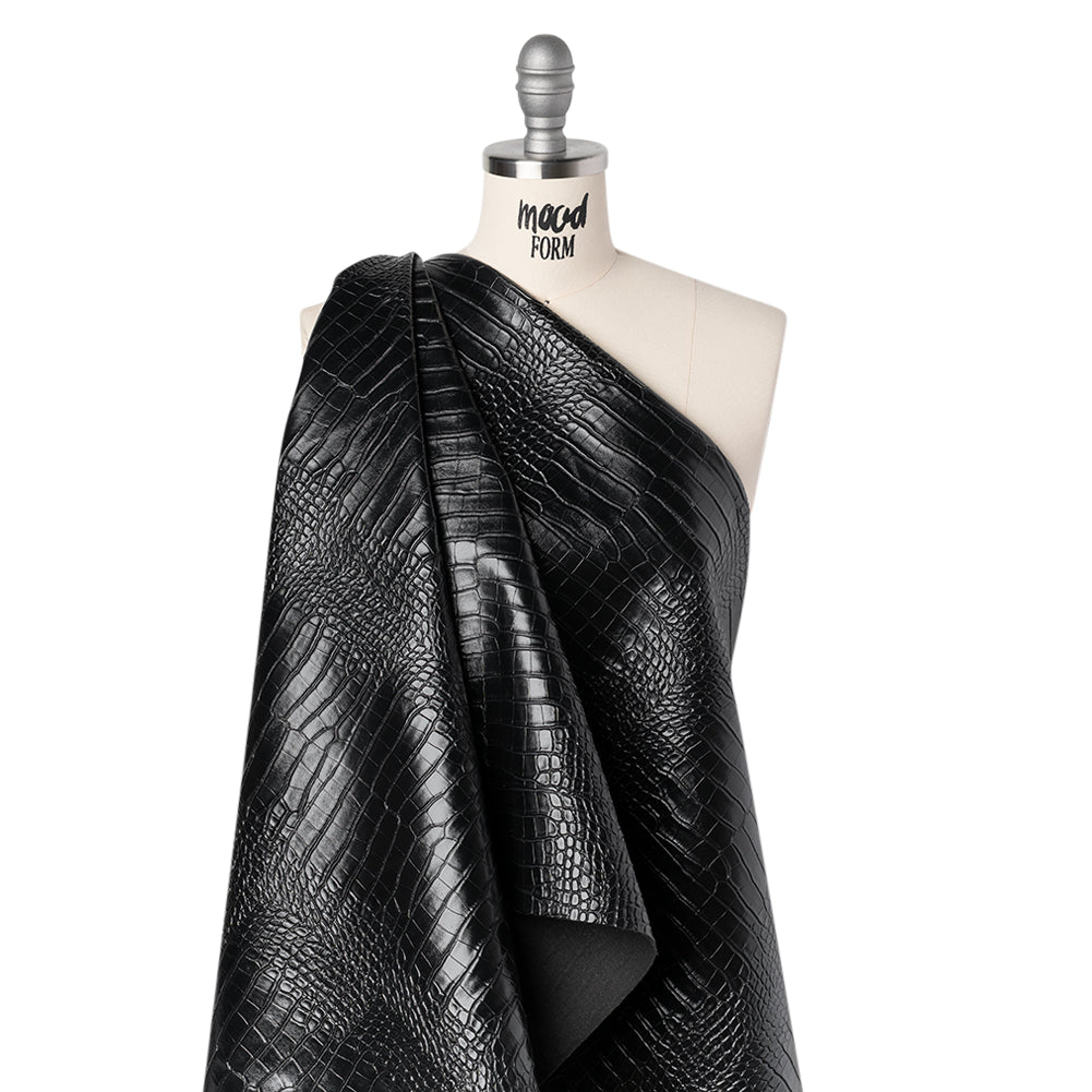 Crocodile Faux Leather Vinyl - Black - Kristin Collection - Folded Crocodile Faux Leather Vinyl - Black - Kristin Collection - Folded