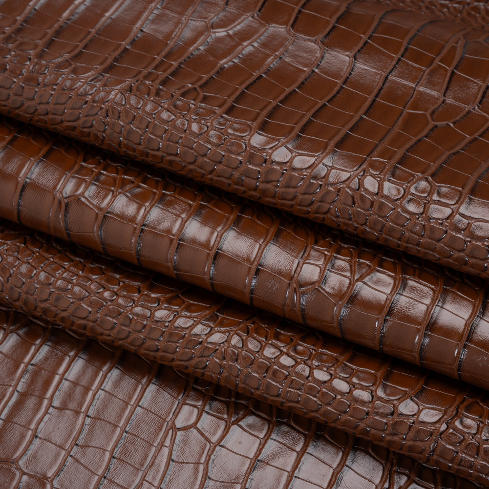Crocodile Faux Leather Vinyl - Brown - Kristin Collection Crocodile Faux Leather Vinyl - Brown - Kristin Collection