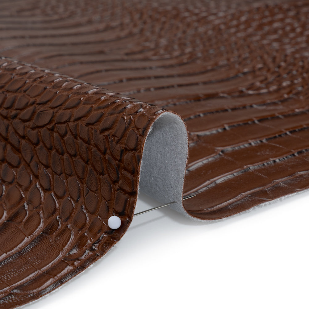 Crocodile Faux Leather Vinyl - Brown - Kristin Collection Crocodile Faux Leather Vinyl - Brown - Kristin Collection