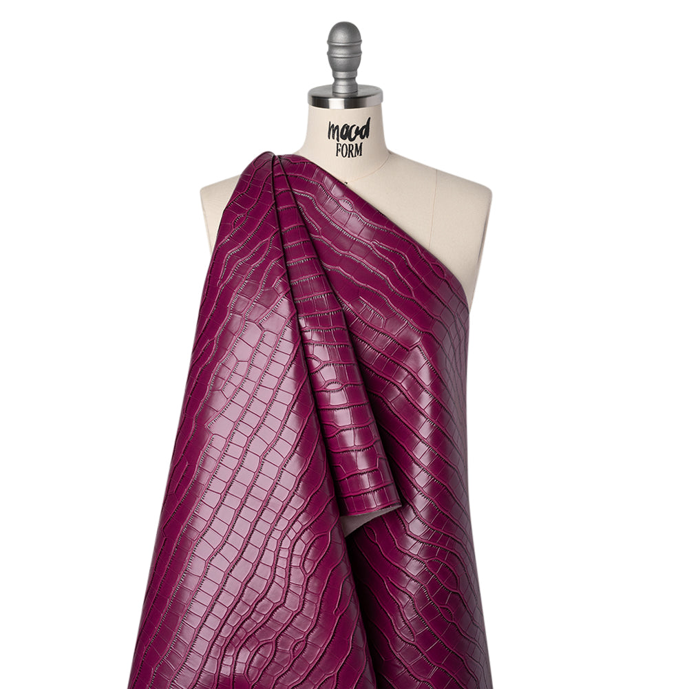 Crocodile Faux Leather Vinyl - Purple Fuchsia - Kristin Collection Folded Crocodile Faux Leather Vinyl - Purple Fuchsia - Kristin Collection Folded