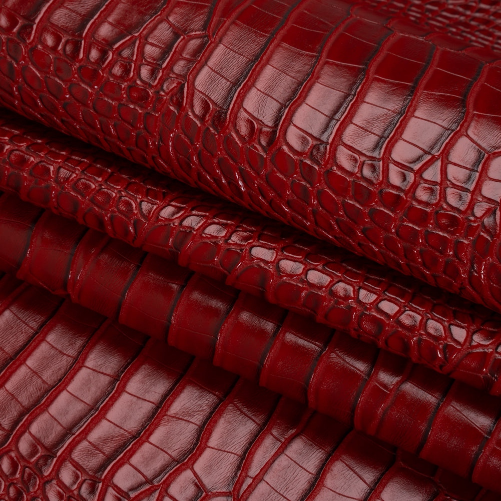 Crocodile Faux Leather Vinyl - Tango Red - Kristin Collection Crocodile Faux Leather Vinyl - Tango Red - Kristin Collection