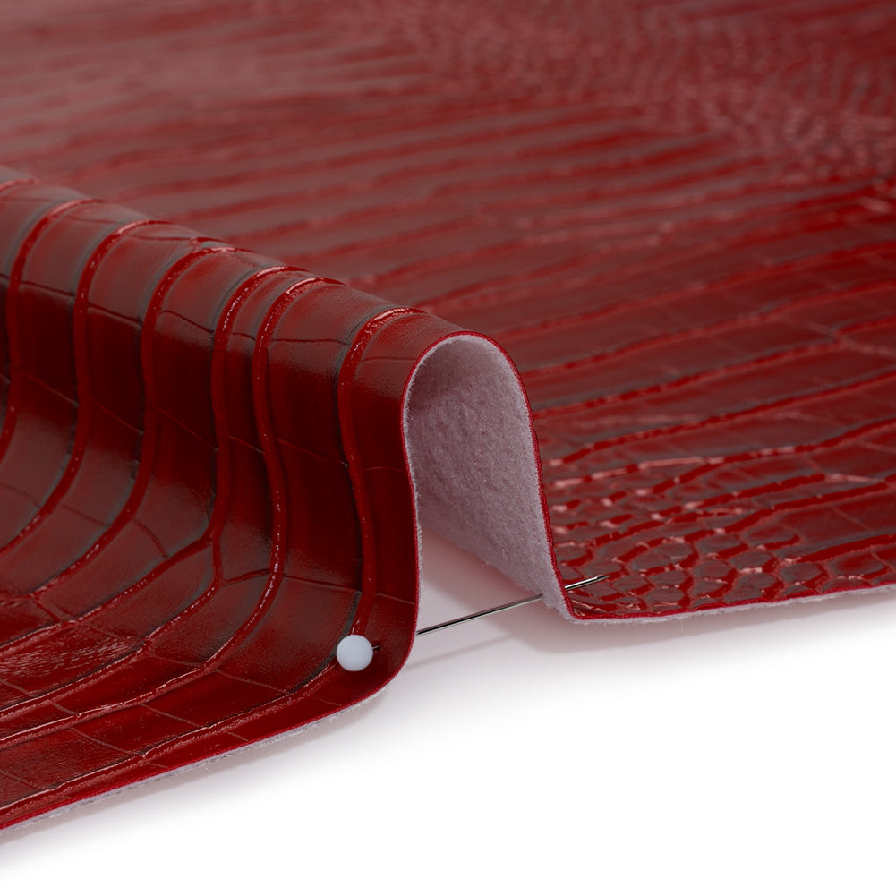 Crocodile Faux Leather Vinyl - Tango Red - Kristin Collection Crocodile Faux Leather Vinyl - Tango Red - Kristin Collection