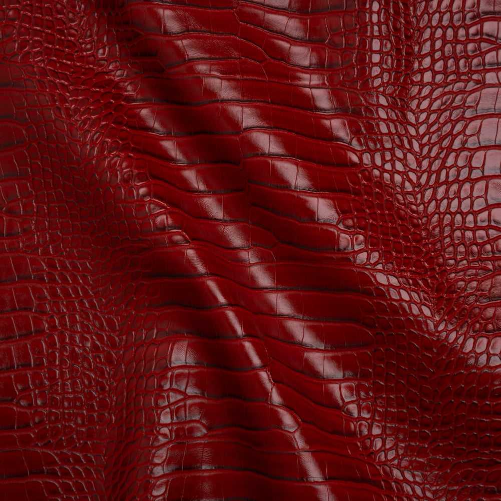 Crocodile Faux Leather Vinyl - Tango Red - Kristin Collection Crocodile Faux Leather Vinyl - Tango Red - Kristin Collection