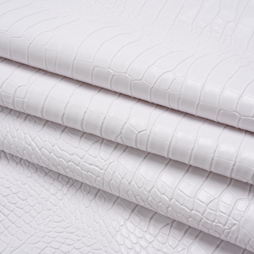 Crocodile Faux Leather Vinyl - White - Kristin Collection Detail Crocodile Faux Leather Vinyl - White - Kristin Collection Detail