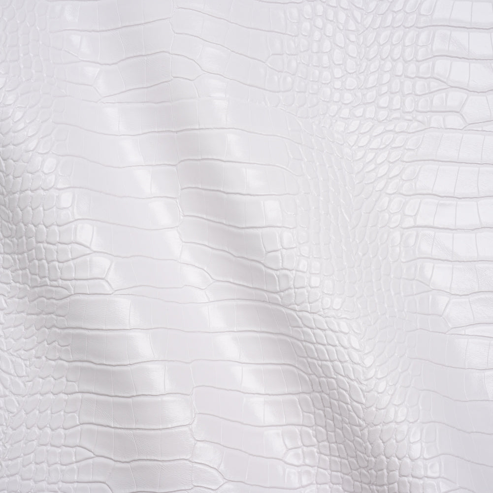 Crocodile Faux Leather Vinyl - White - Kristin Collection Drape Crocodile Faux Leather Vinyl - White - Kristin Collection Drape
