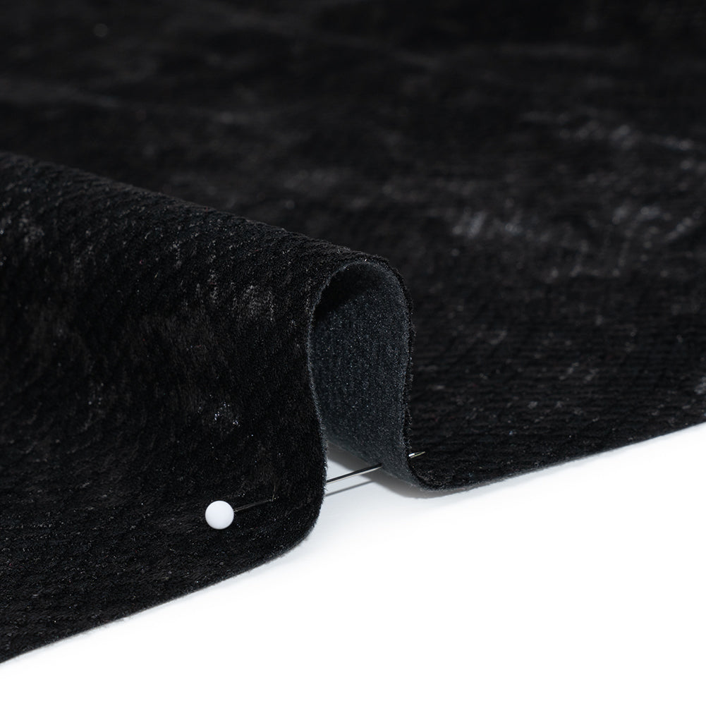 Snakeskin Embossed Polyester Crushed Velvet - Black - Mireia Collection Snakeskin Embossed Polyester Crushed Velvet - Black - Mireia Collection