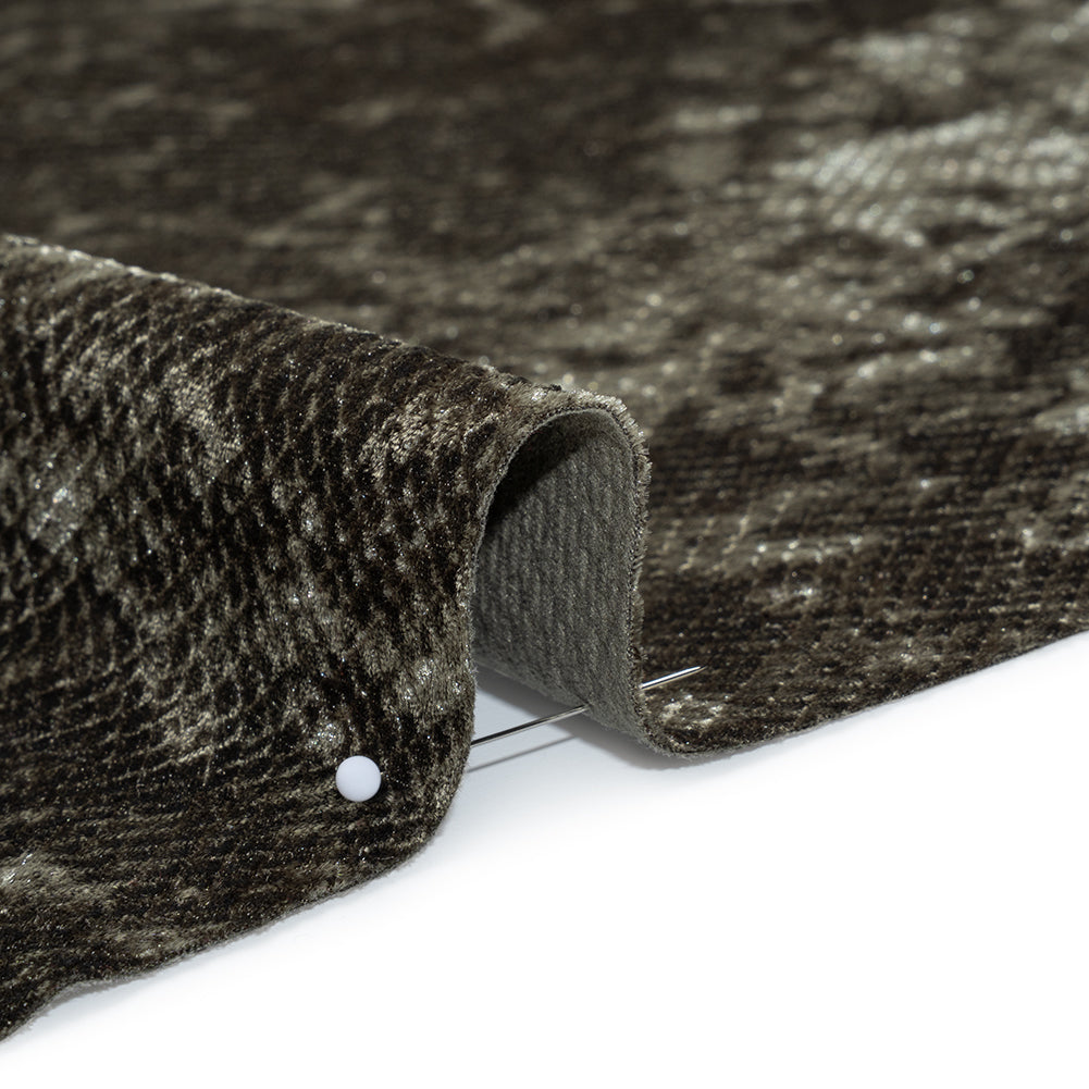 Snakeskin Embossed Polyester Crushed Velvet - Sage Green - Mireia Collection Snakeskin Embossed Polyester Crushed Velvet - Sage Green - Mireia Collection