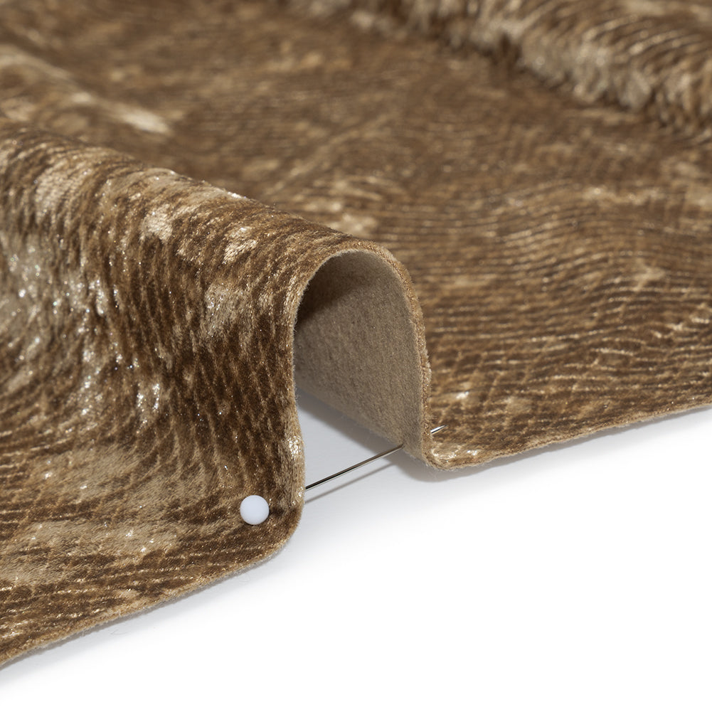 Snakeskin Embossed Polyester Crushed Velvet - Bronze - Mireia Collection - Full - Image 4 of 6 Snakeskin Embossed Polyester Crushed Velvet - Bronze - Mireia Collection - Full - Image 4 of 6