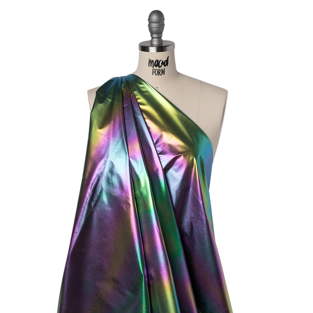 Metallic Lame Jacketing - Rainbow Ombre Stripe on Black - Inez Collection Metallic Lame Jacketing - Rainbow Ombre Stripe on Black - Inez Collection