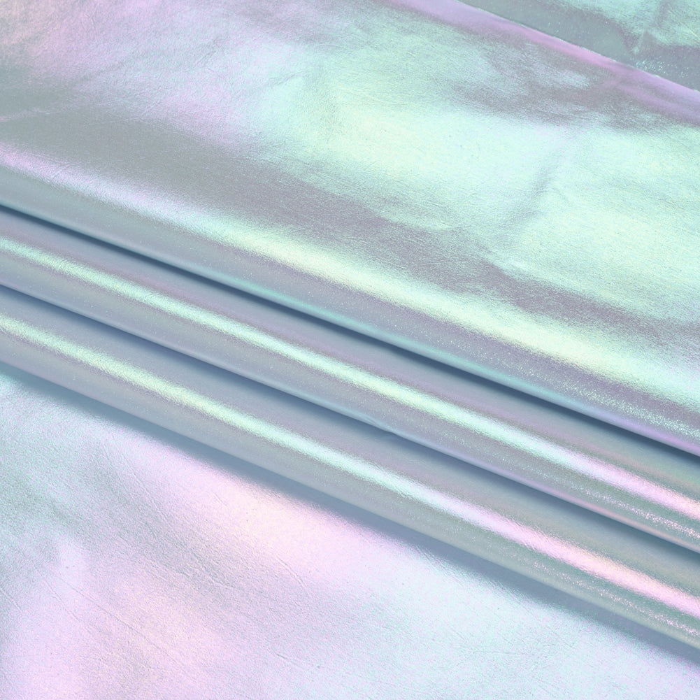 Metallic Lame Jacketing - Pastel Rainbow Ombre Stripe on Pale Blue - Inez Collection - Detail Metallic Lame Jacketing - Pastel Rainbow Ombre Stripe on Pale Blue - Inez Collection - Detail