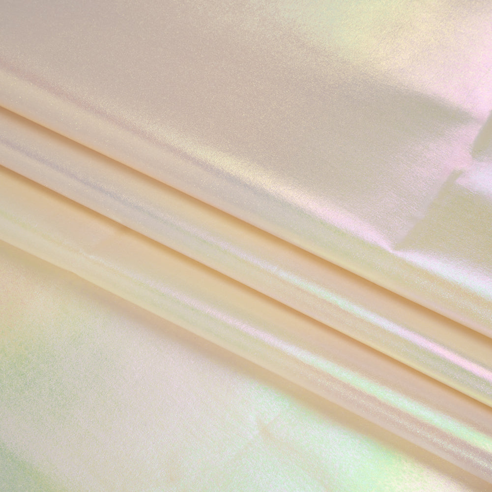 Metallic Lame Jacketing - Pastel Rainbow Ombre Stripe on Light Yellow - Inez Collection Metallic Lame Jacketing - Pastel Rainbow Ombre Stripe on Light Yellow - Inez Collection