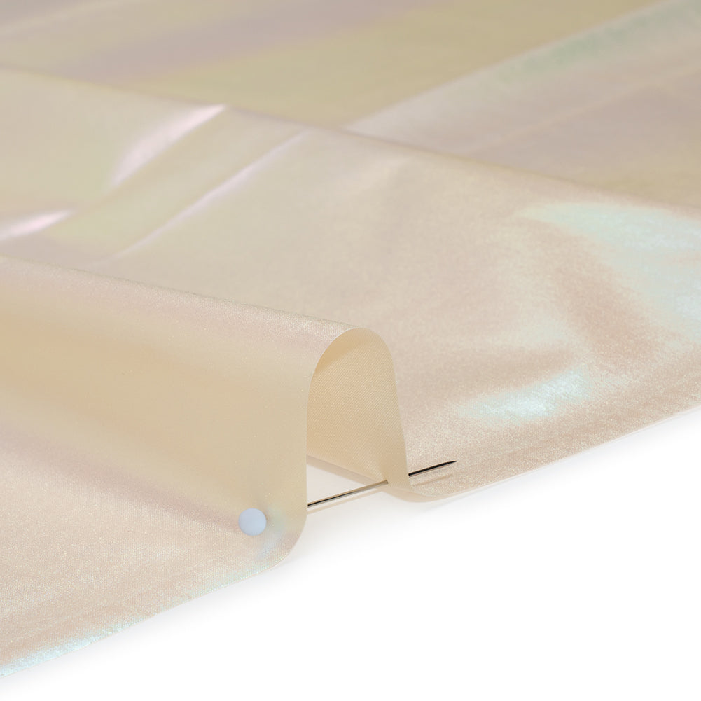 Metallic Lame Jacketing - Pastel Rainbow Ombre Stripe on Light Yellow - Inez Collection Metallic Lame Jacketing - Pastel Rainbow Ombre Stripe on Light Yellow - Inez Collection