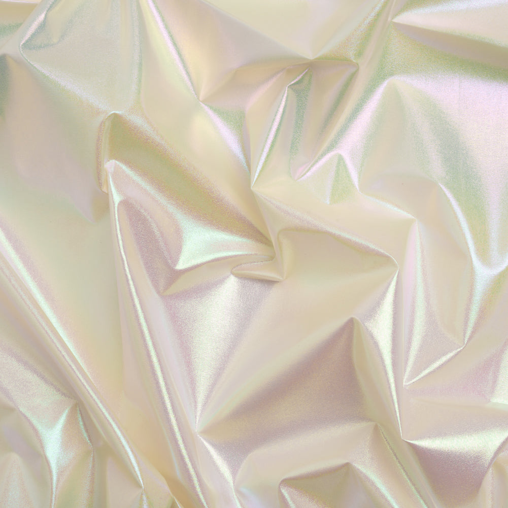 Metallic Lame Jacketing - Pastel Rainbow Ombre Stripe on Ivory - Inez Collection - Drape Metallic Lame Jacketing - Pastel Rainbow Ombre Stripe on Ivory - Inez Collection - Drape
