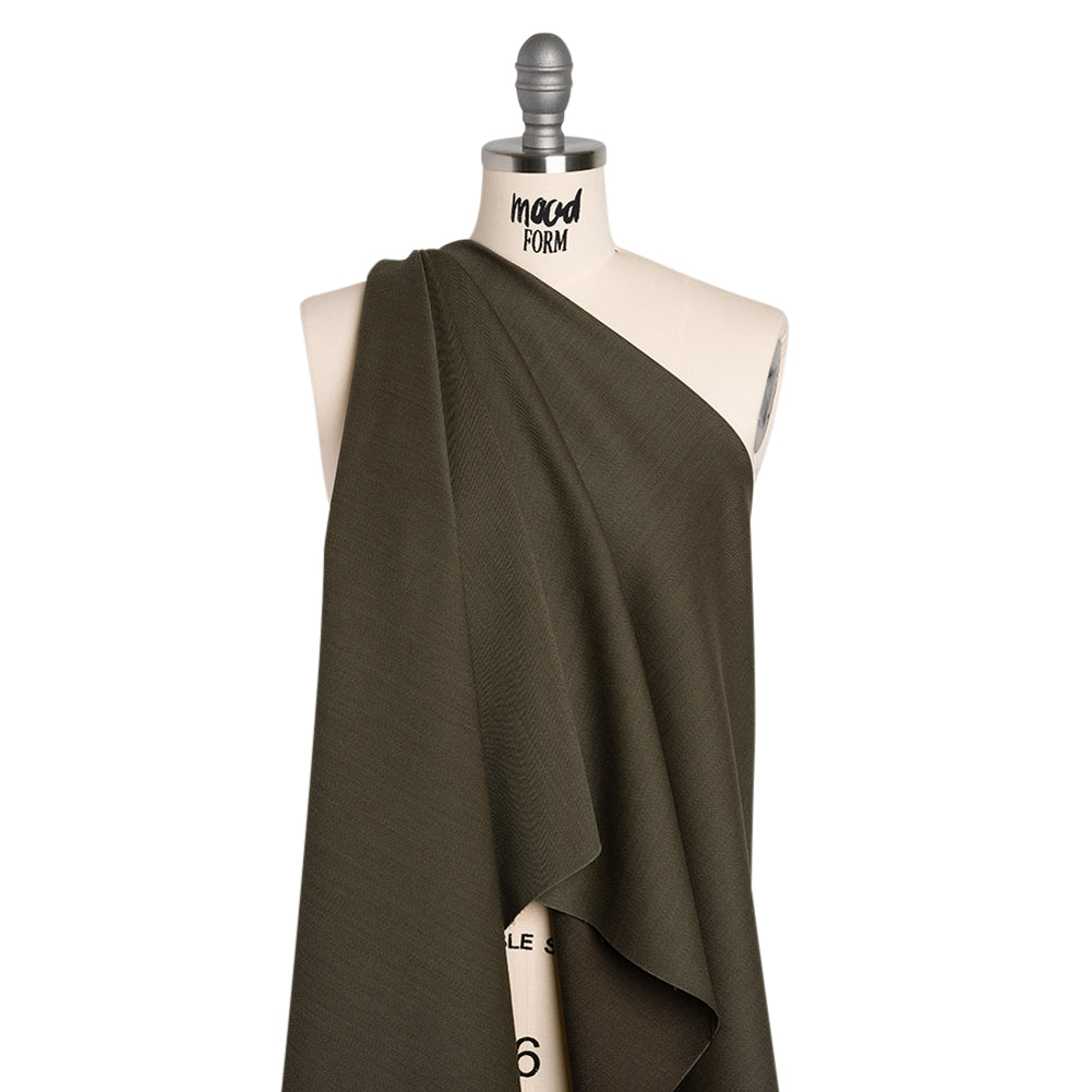 Wool Gabardine Made in Italy - Olive Brown - Deadstock Wool Gabardine Made in Italy - Olive Brown - Deadstock