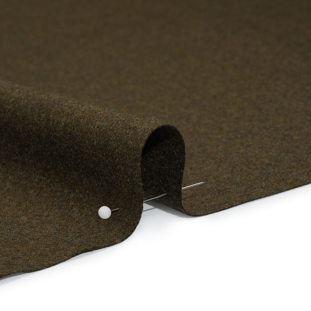 Brushed Wool Twill Suiting Made in Italy - Heathered Olive Green - Deadstock Brushed Wool Twill Suiting Made in Italy - Heathered Olive Green - Deadstock