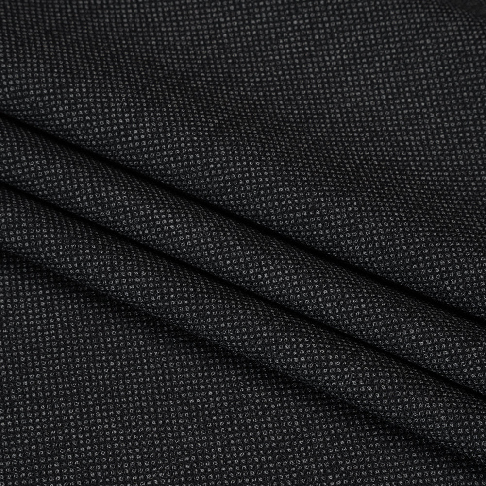 Super 120s Wool Dobby Suiting Made in Italy - Black and White Spots - Deadstock Super 120s Wool Dobby Suiting Made in Italy - Black and White Spots - Deadstock