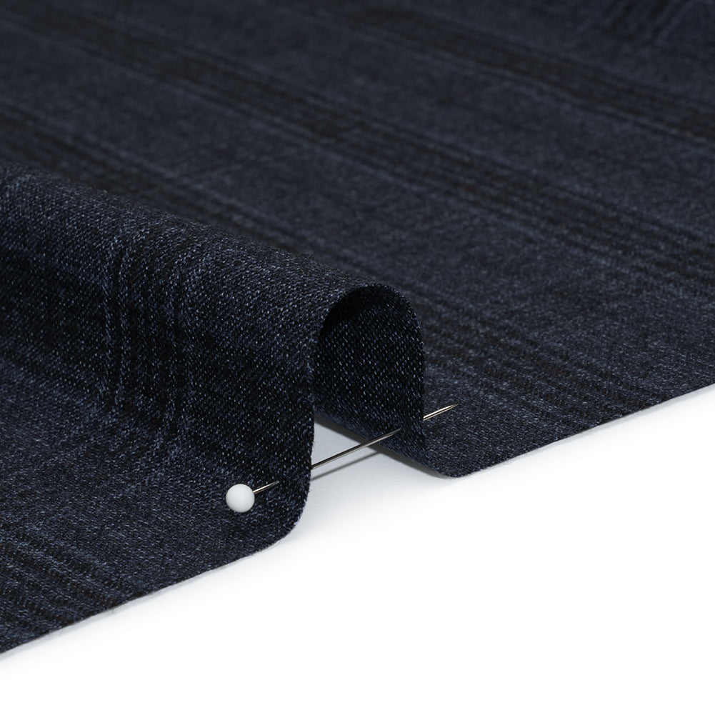 Super 130s Wool Suiting Made in Italy - Dark Blue and Black Plaid - Deadstock Super 130s Wool Suiting Made in Italy - Dark Blue and Black Plaid - Deadstock