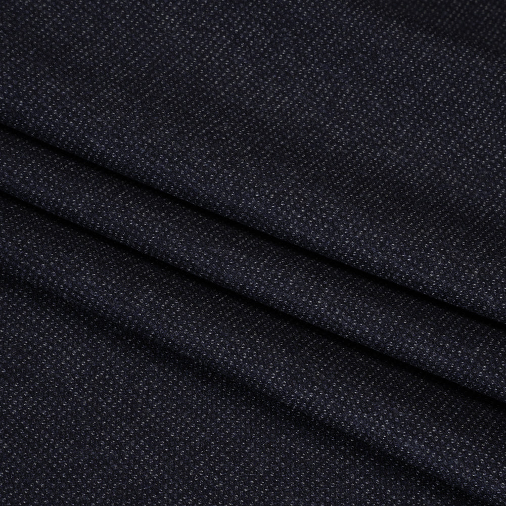 Super 130s Wool Dobby Suiting Made in Italy - Navy and White Spots - Deadstock Super 130s Wool Dobby Suiting Made in Italy - Navy and White Spots - Deadstock