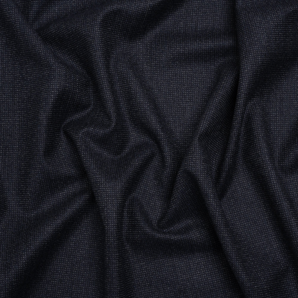 Super 130s Wool Dobby Suiting Made in Italy - Navy and White Spots - Deadstock Super 130s Wool Dobby Suiting Made in Italy - Navy and White Spots - Deadstock