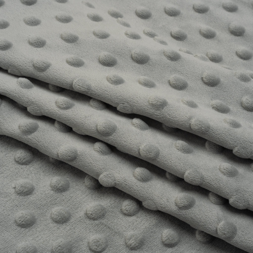 Dotted Minky - Silver Textured Polka Dots - Folded Dotted Minky - Silver Textured Polka Dots - Folded