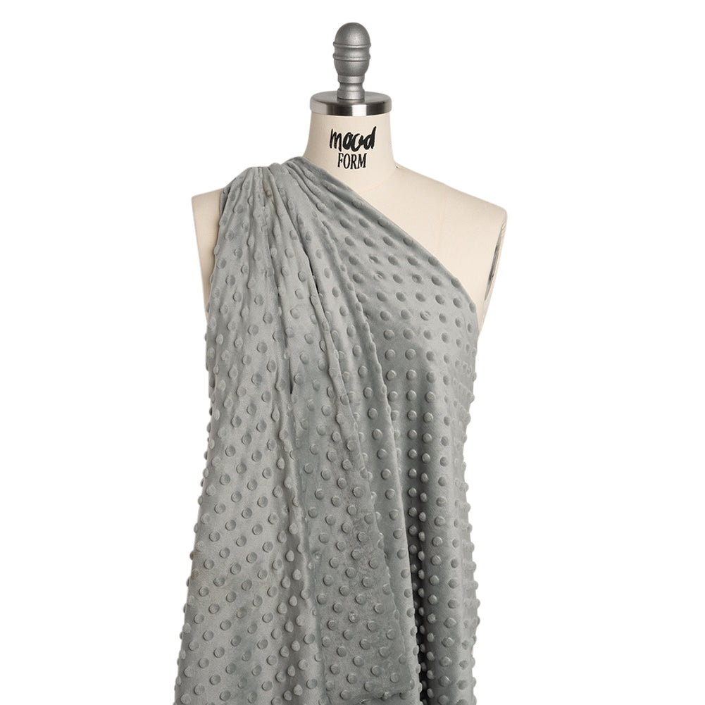 Dotted Minky - Silver Textured Polka Dots - Drape Dotted Minky - Silver Textured Polka Dots - Drape