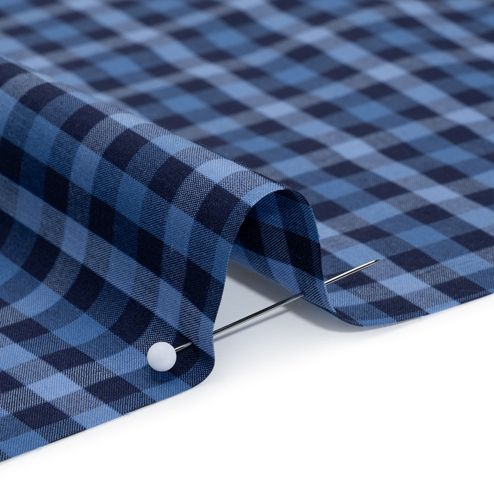 Cotton Shirting - Shades of Blue Tattersall Check - Deadstock - Detail Cotton Shirting - Shades of Blue Tattersall Check - Deadstock - Detail