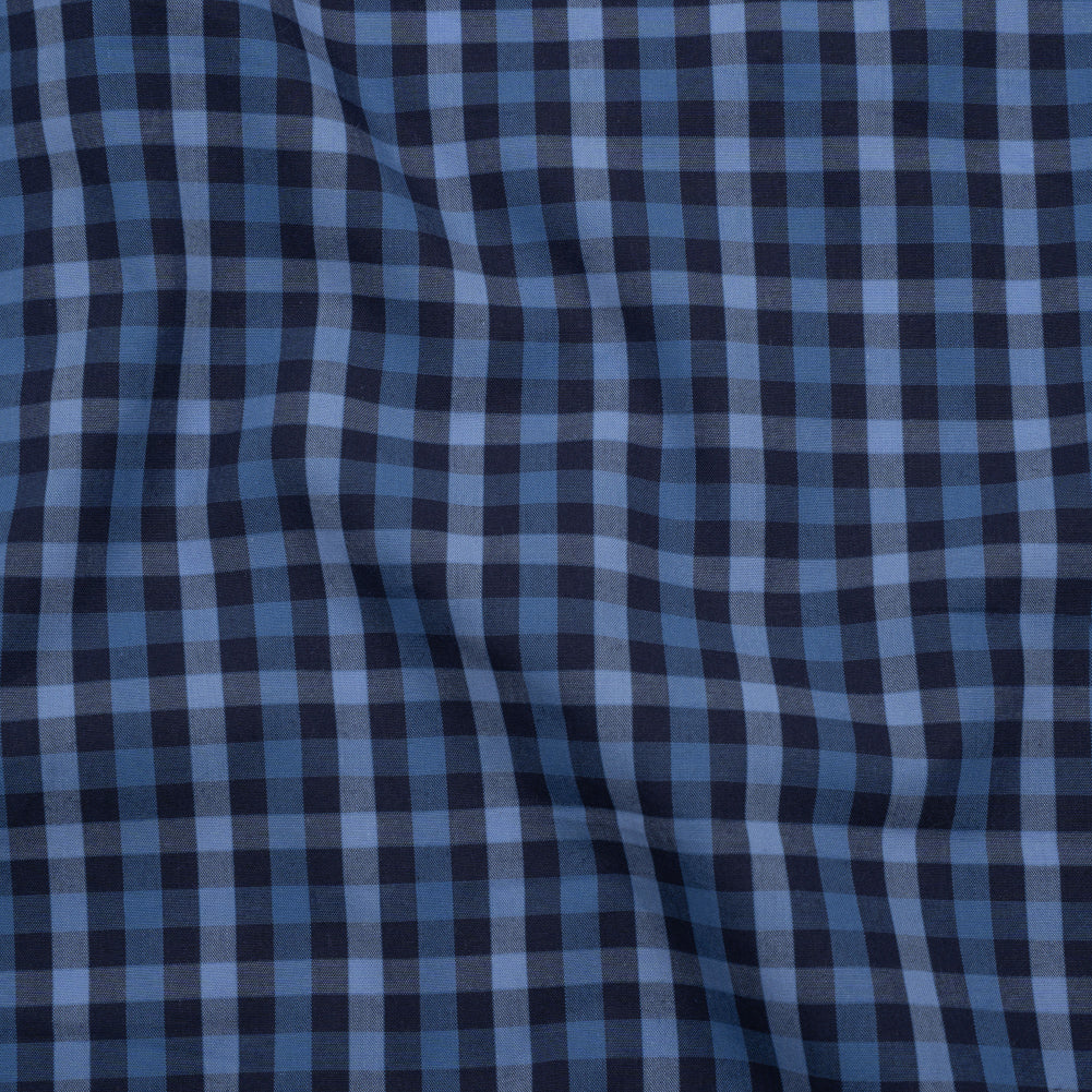 Cotton Shirting - Shades of Blue Tattersall Check - Deadstock Cotton Shirting - Shades of Blue Tattersall Check - Deadstock