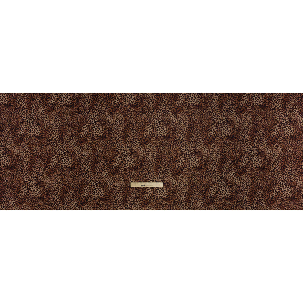Stretch Nylon Interlock Knit - Beige, Brown and Black Leopard Print - Designer Deadstock Stretch Nylon Interlock Knit - Beige, Brown and Black Leopard Print - Designer Deadstock